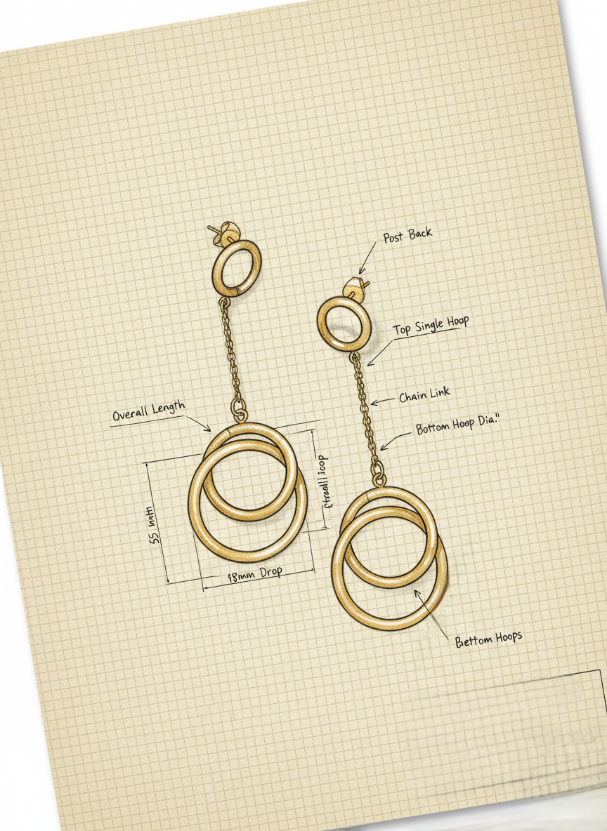 LZ-83 Modern Anti-Tarnish Double Hoop Drop Earrings