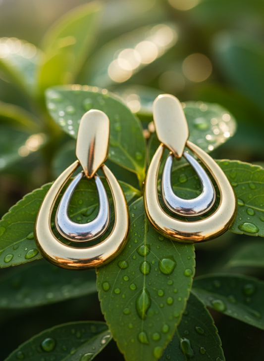 LZ-87 Valenza Anti-Tarnish Dual Tone Statement Earrings