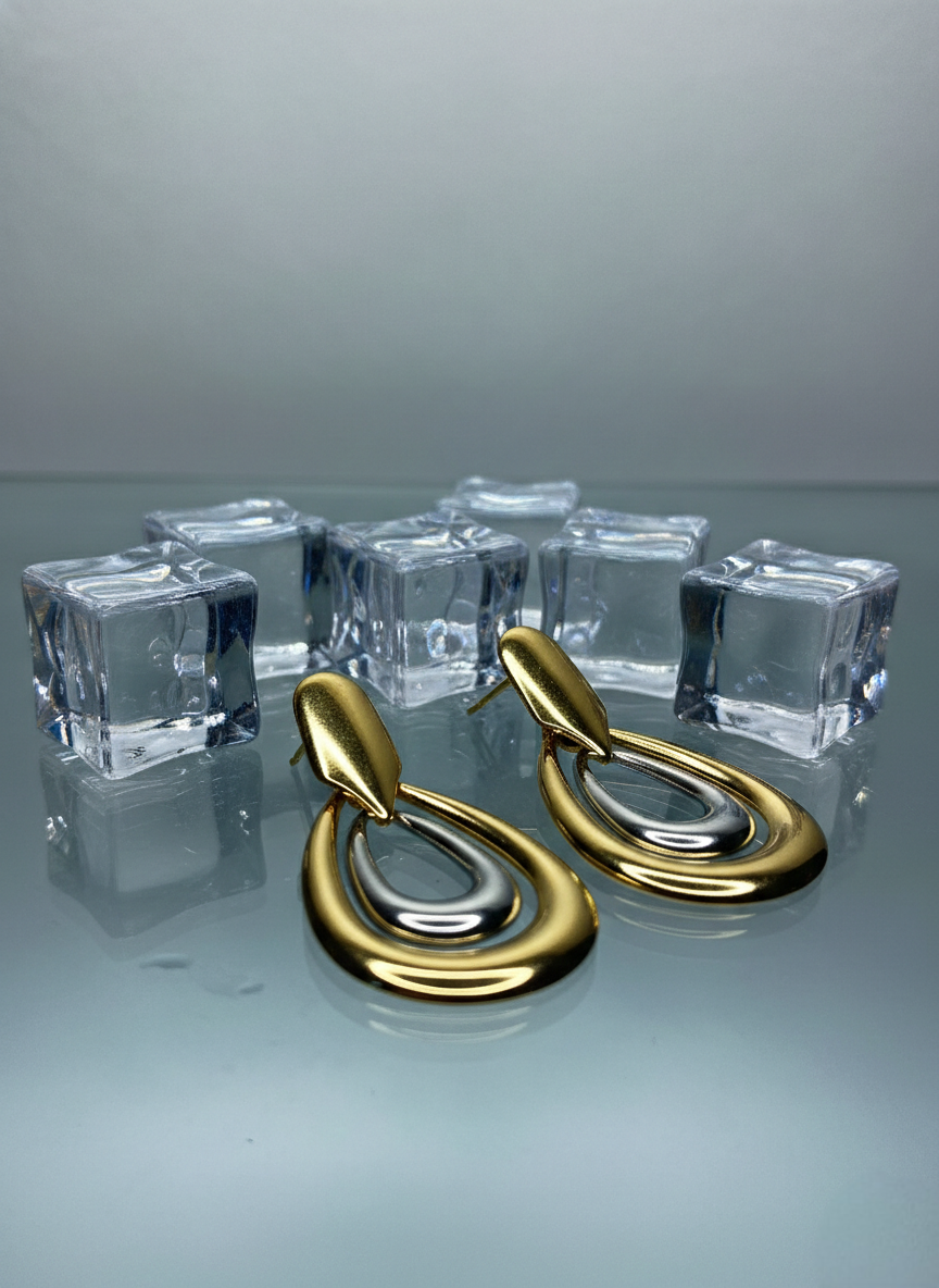 LZ-87 Valenza Anti-Tarnish Dual Tone Statement Earrings