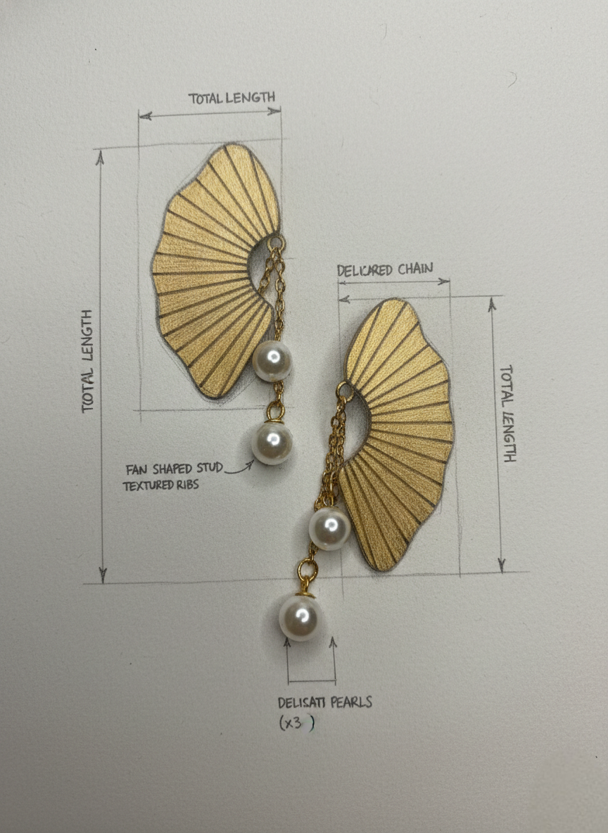 LZ-88 Anti-Tarnish Fan Pearl Drop Earrings