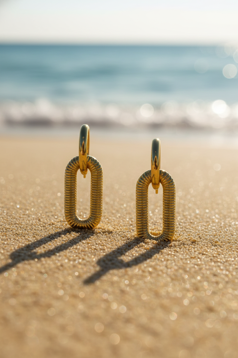 LZ-90 Bold Oval Link Anti-Tarnish Drop Earrings