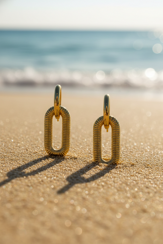LZ-90 Bold Oval Link Anti-Tarnish Drop Earrings