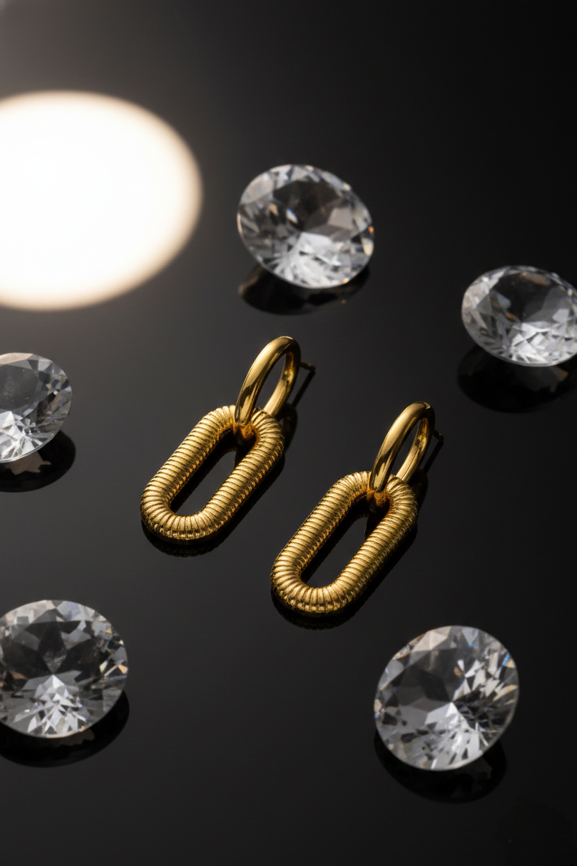 LZ-90 Bold Oval Link Anti-Tarnish Drop Earrings