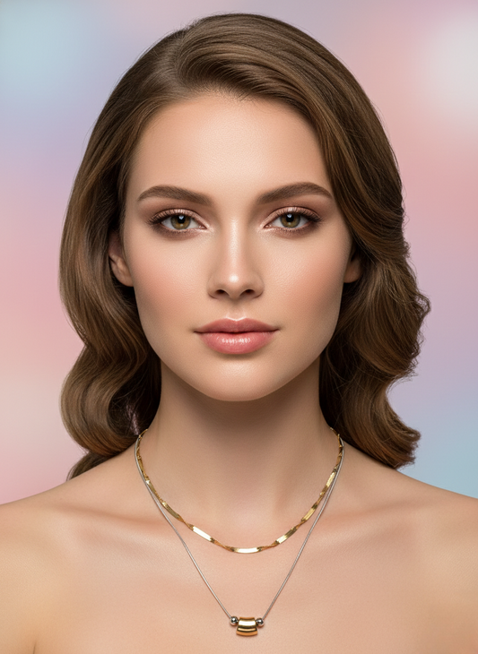 LZ-92 Layered Anti-Tarnish Minimalist Dual Chain Necklace