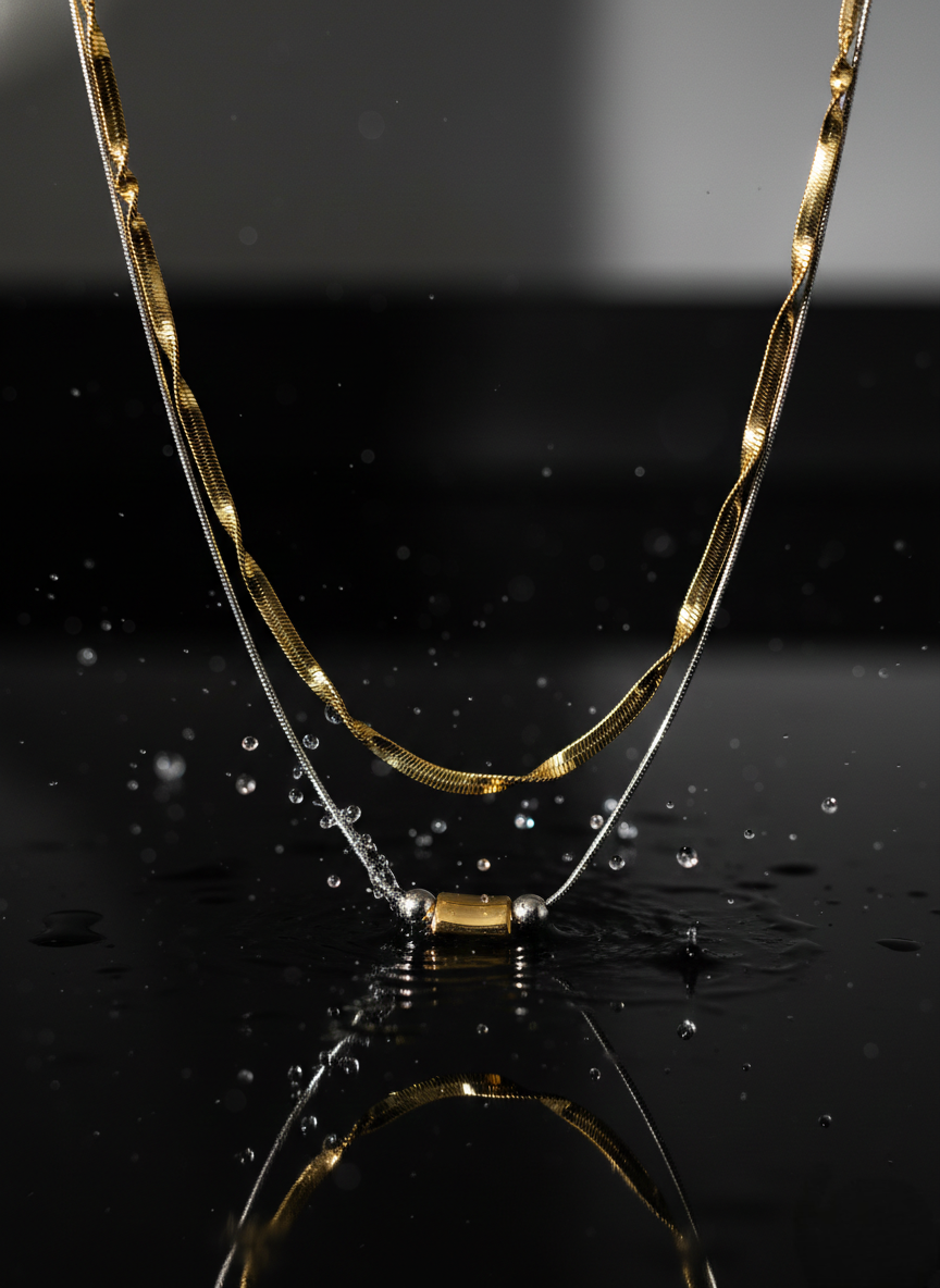LZ-92 Layered Anti-Tarnish Minimalist Dual Chain Necklace
