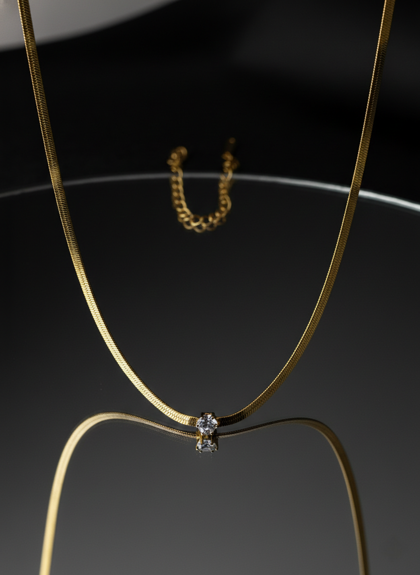 LZ-93 Minimalist Anti-Tarnish Herringbone Chain Necklace