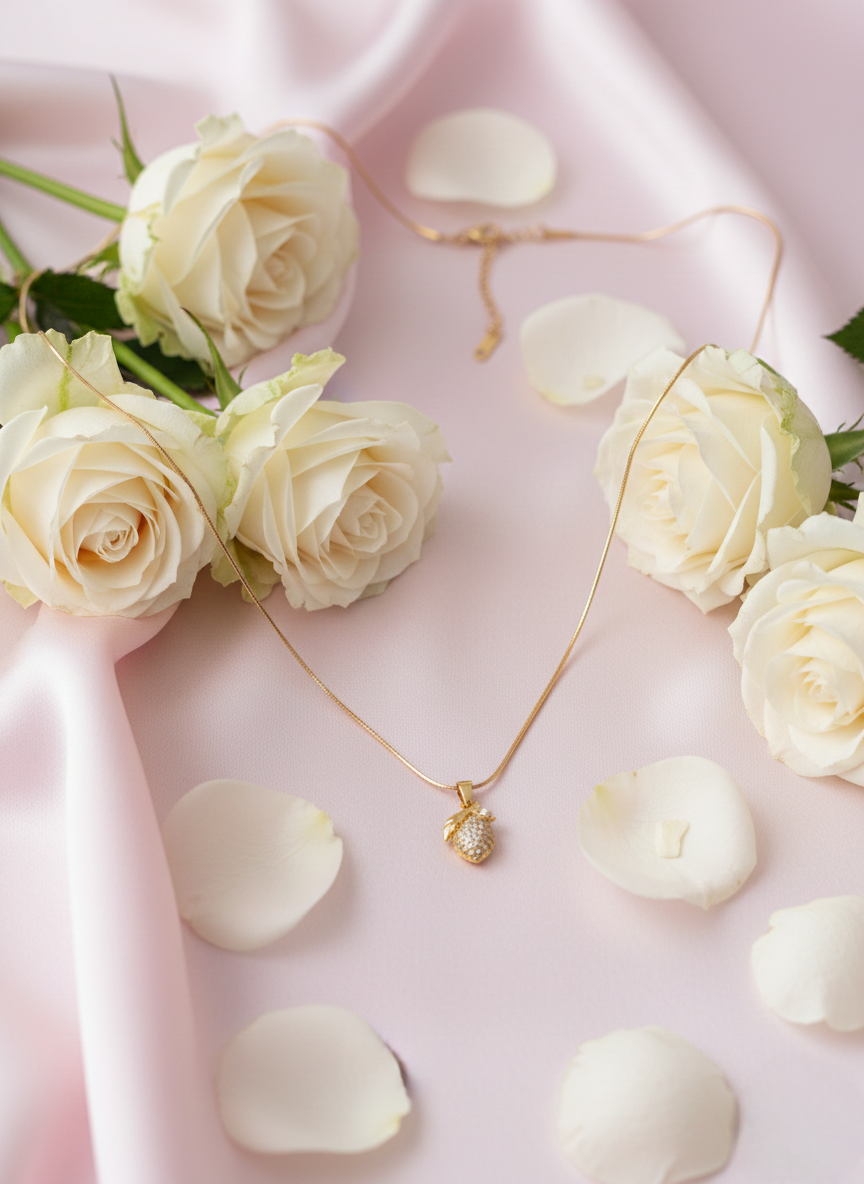 LZ-95 Delicate Anti-Tarnish Crystal Leaf Pendant Necklace