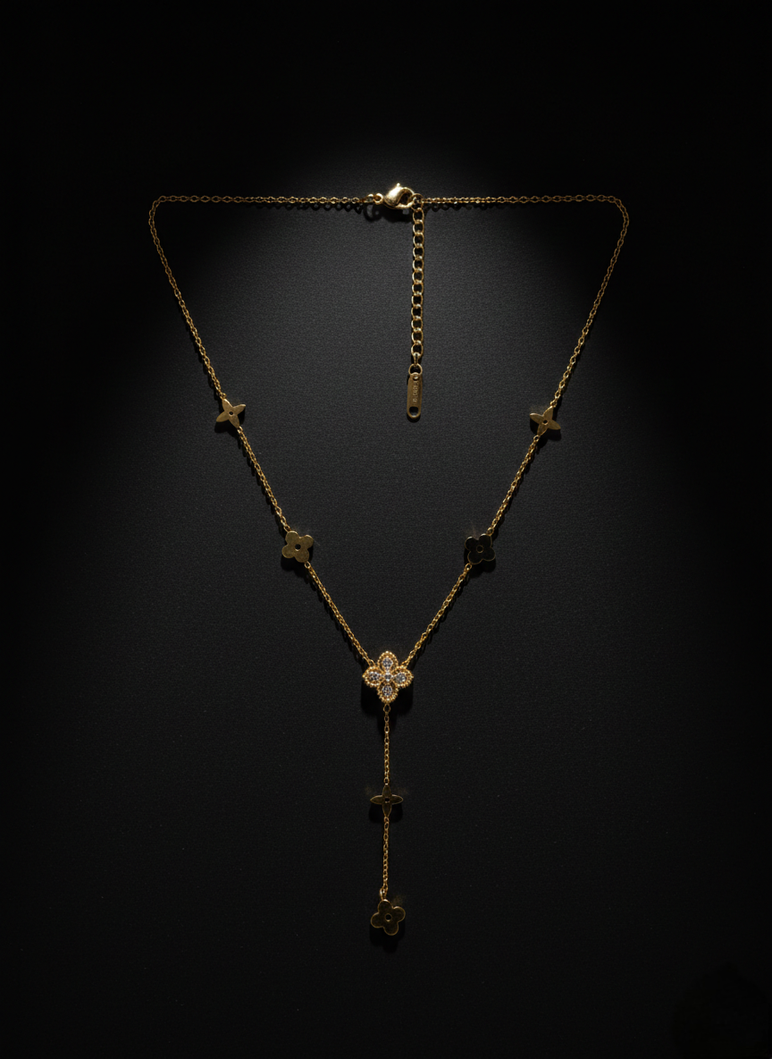 LZ-96 Elegant Anti-Tarnish Copper Floral Drop Necklace