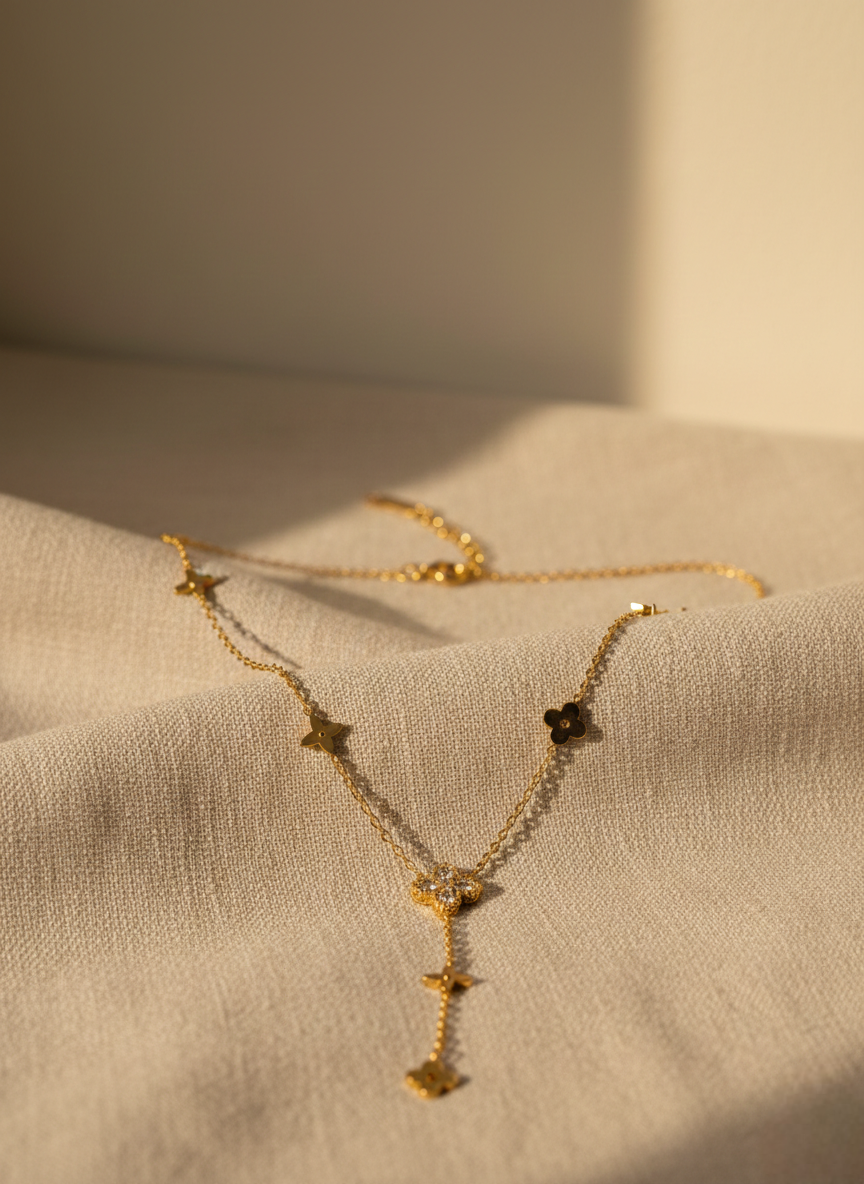 LZ-96 Elegant Anti-Tarnish Copper Floral Drop Necklace
