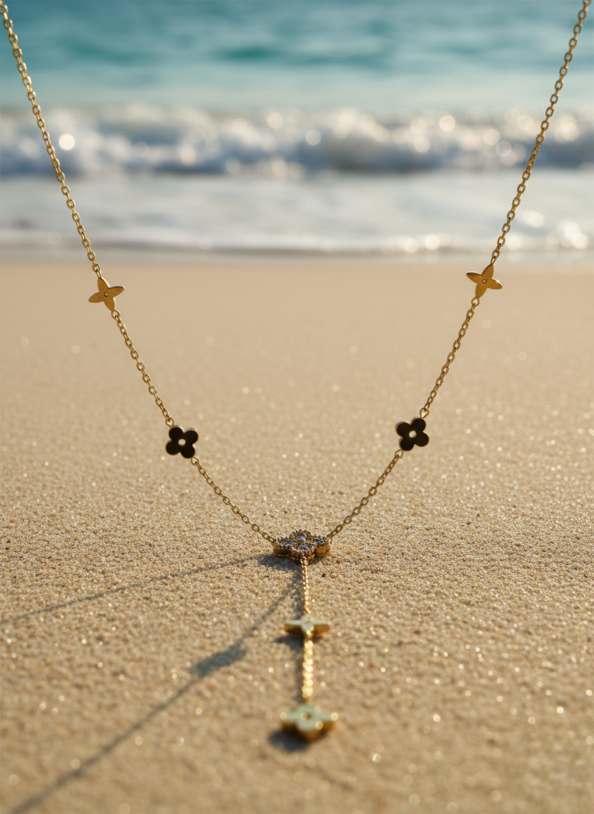 LZ-96 Elegant Anti-Tarnish Copper Floral Drop Necklace