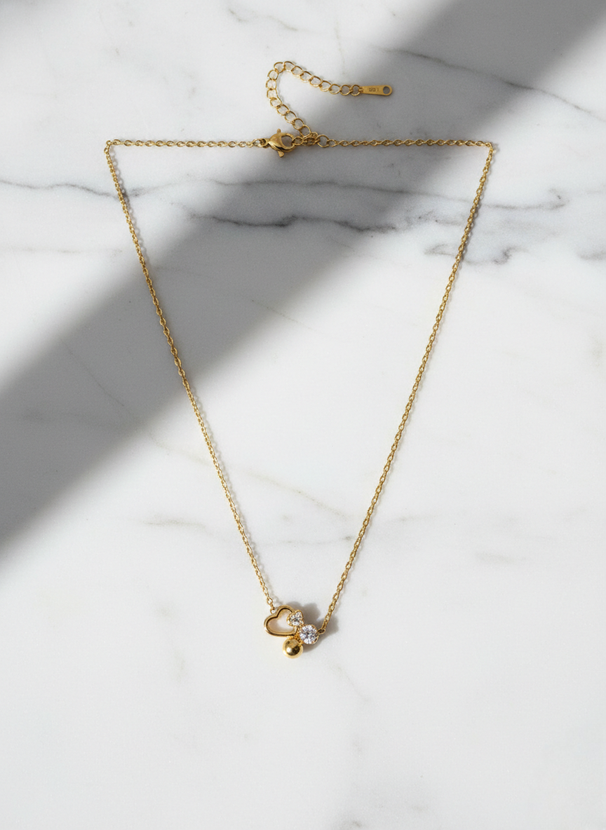 LZ-97 Minimal Heart Charm Anti-Tarnish Copper Necklace