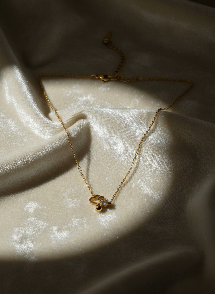 LZ-97 Minimal Heart Charm Anti-Tarnish Copper Necklace