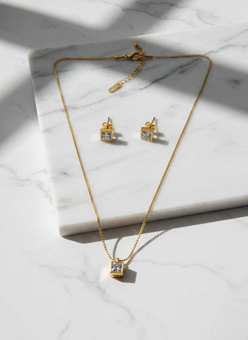 LZ-99 Cubic Zirconia Pendant Necklace Set