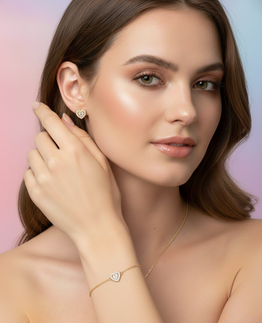 LZ-101 Amora Anti-Tarnish Heart Pendant Set
