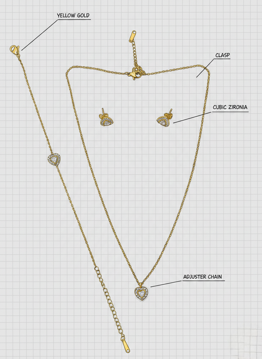 LZ-101 Amora Anti-Tarnish Heart Pendant Set