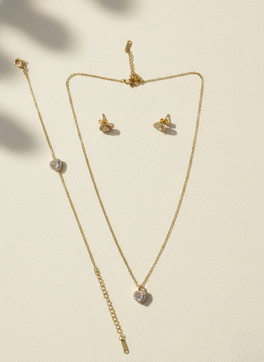 LZ-101 Amora Anti-Tarnish Heart Pendant Set