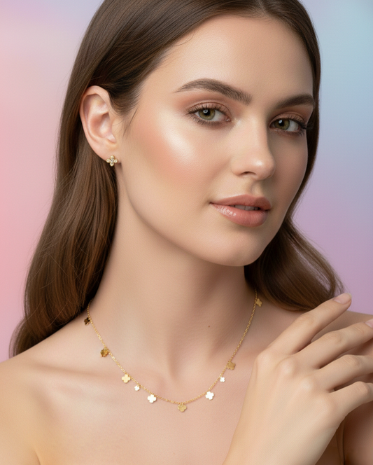 LZ-102 Lunara Anti-Tarnish Floral Charm Necklace