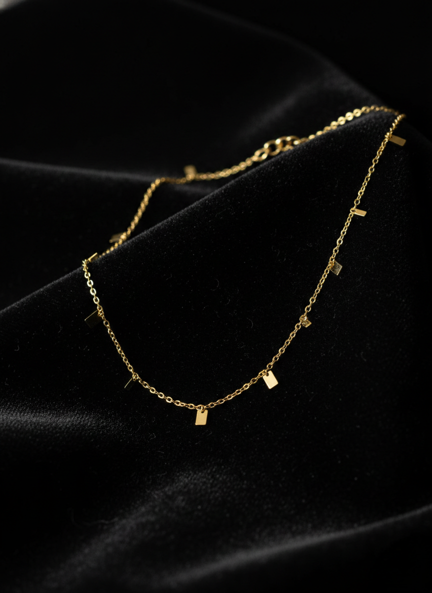 LZ-104 Radiant Rectangle Charm Necklace