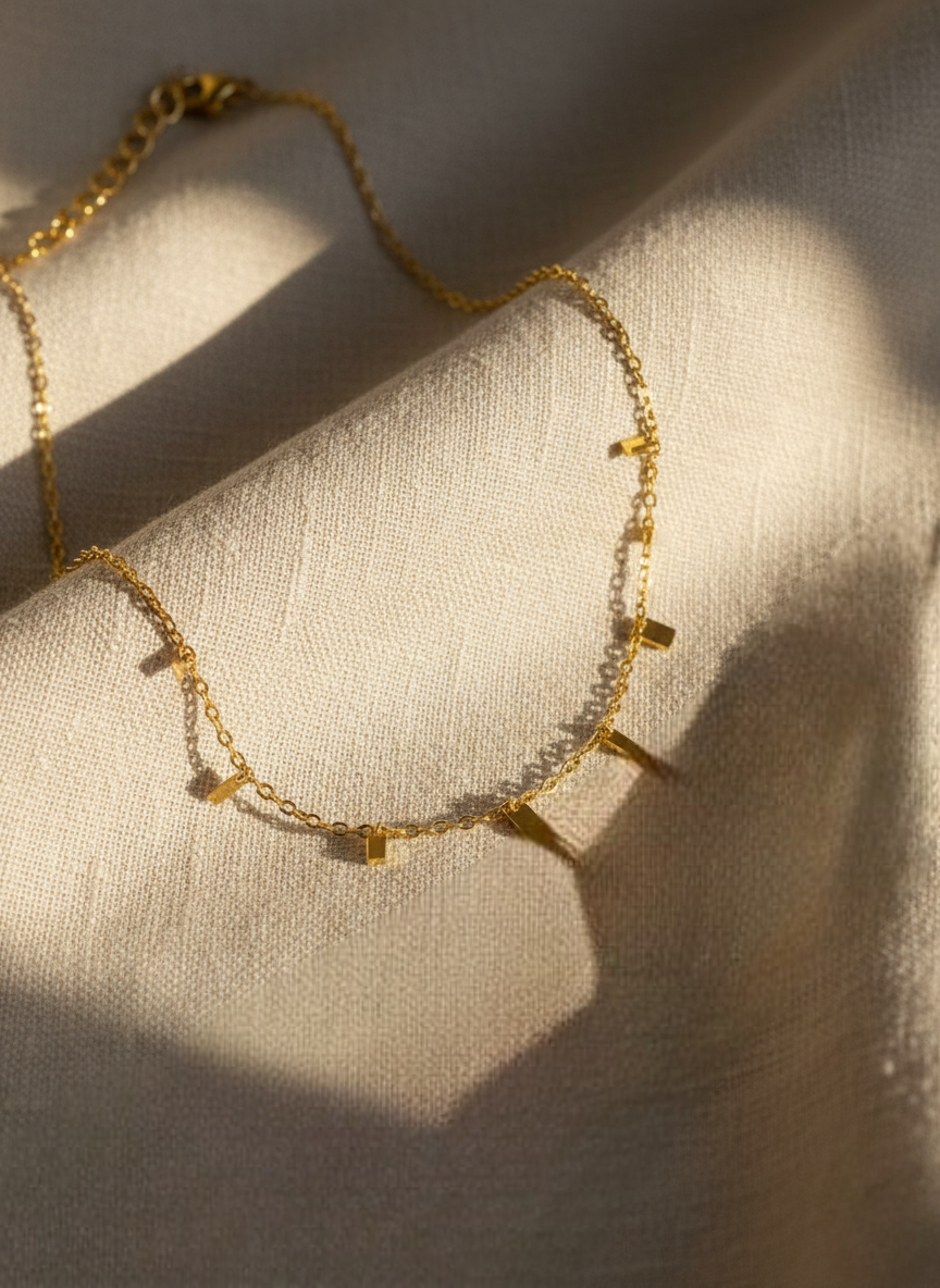 LZ-104 Radiant Rectangle Charm Necklace