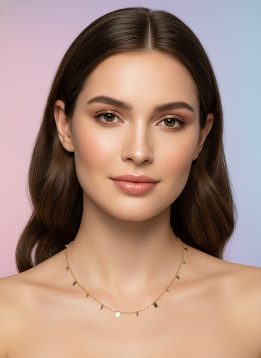 LZ-104 Radiant Rectangle Charm Necklace