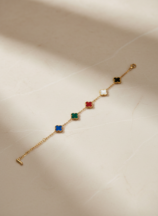 LZ-105 Multi-Stone Clover Bracelet