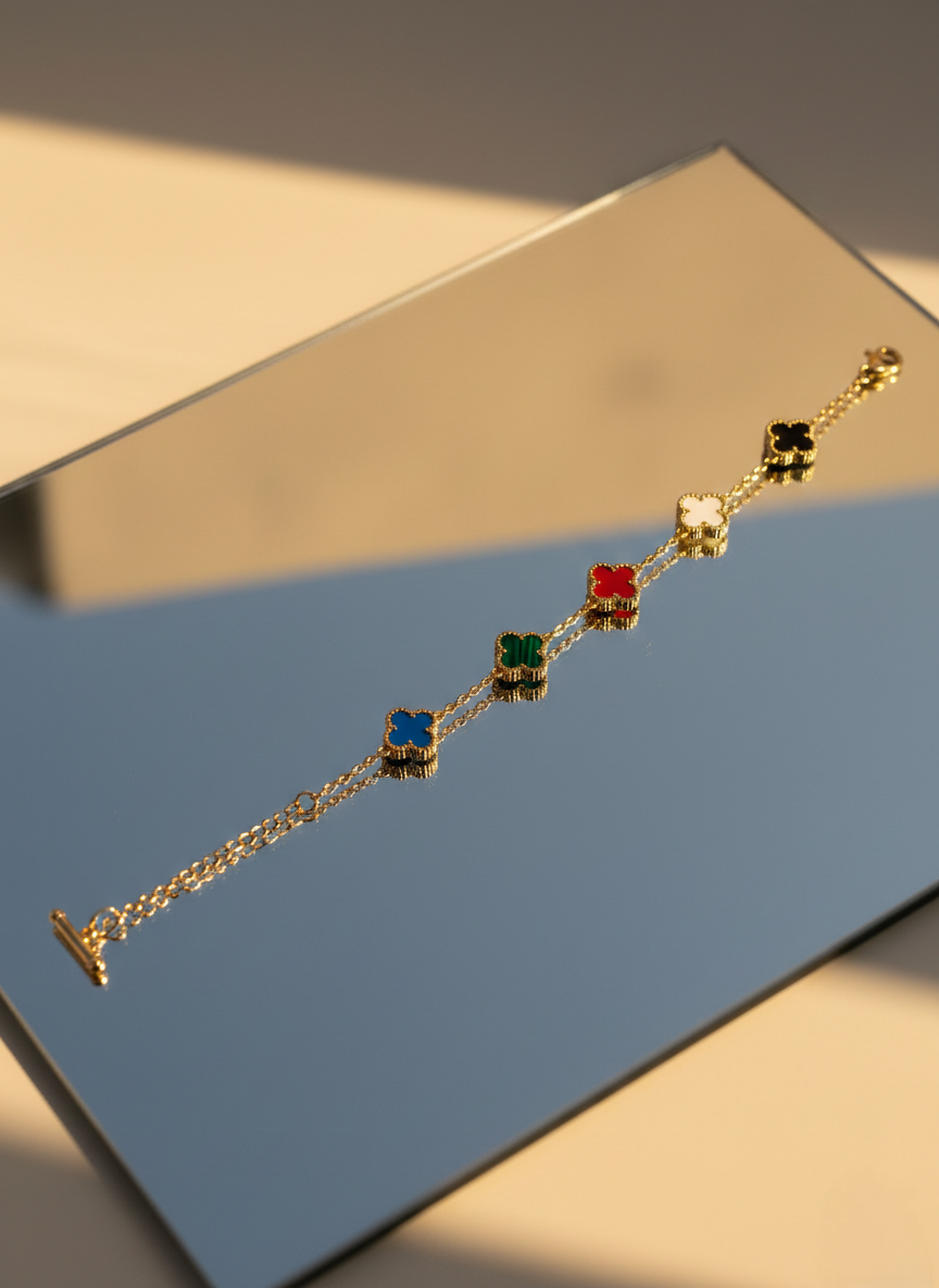 LZ-105 Multi-Stone Clover Bracelet