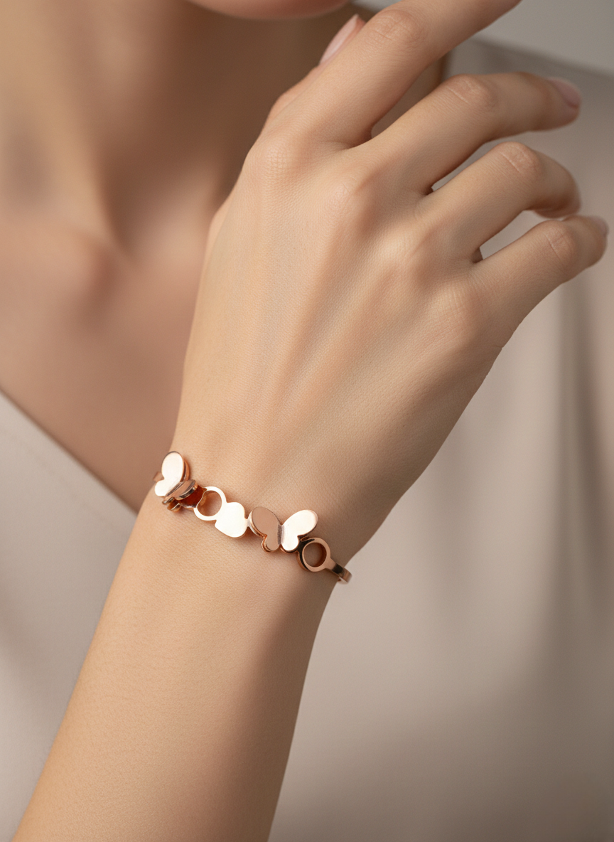 LZ-112 Minimalist Butterfly Bracelet in Rose Gold