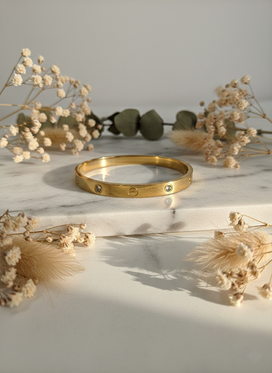 LZ-114 Luxe Studded Anti-tarnish Bangle with Crystal Accents