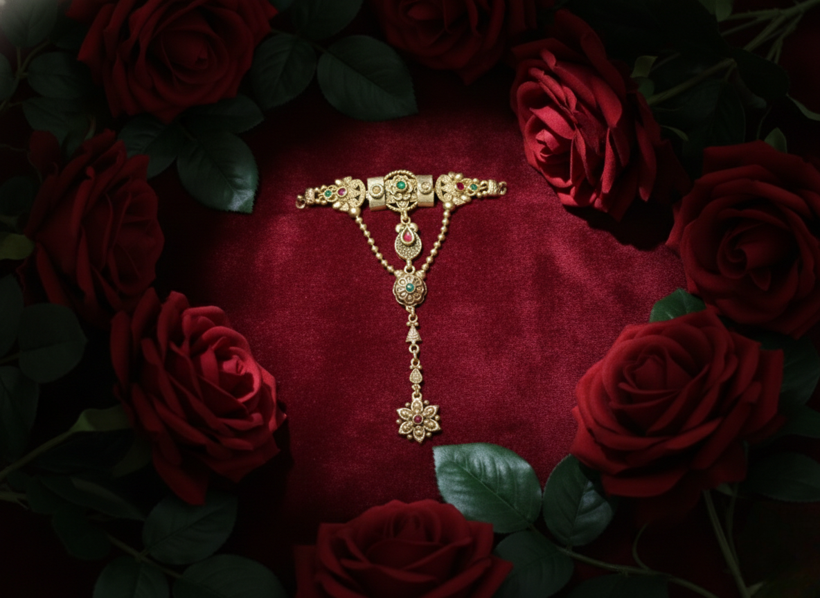 LZ-123 Traditional Bridal Stone Studded Hathphool
