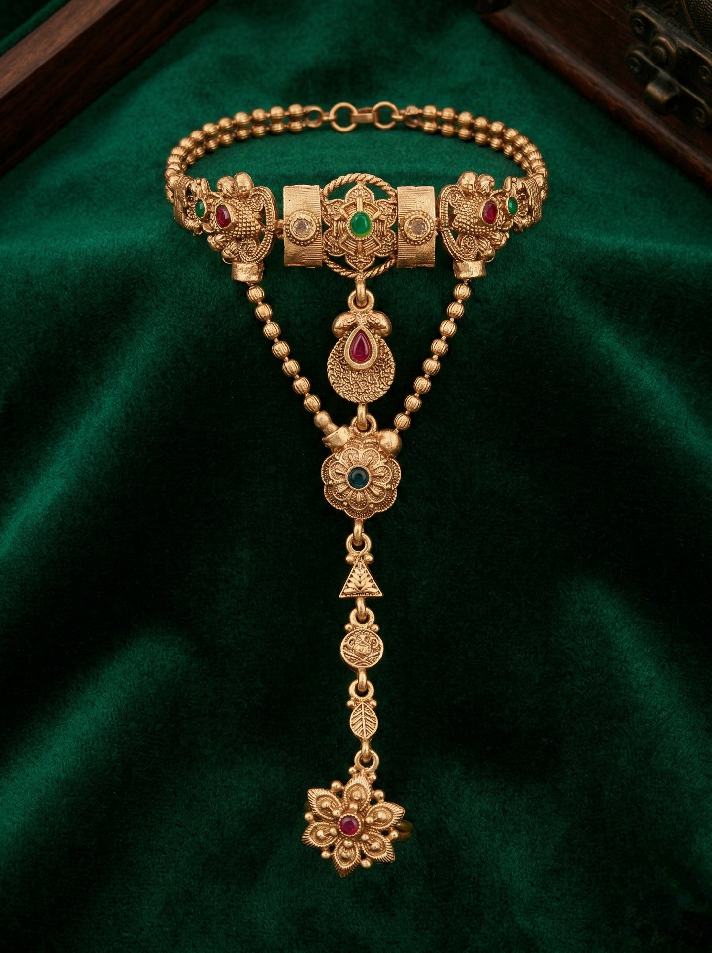 LZ-125 Royal Heritage Stone Embellished Bridal Hathphool