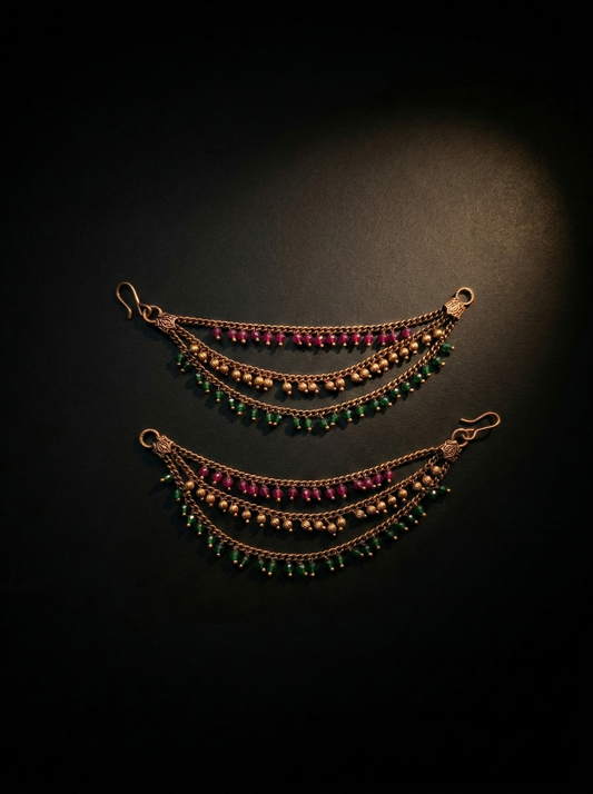 LZ-128 Traditional Multi-Layer Beaded Ear Chain