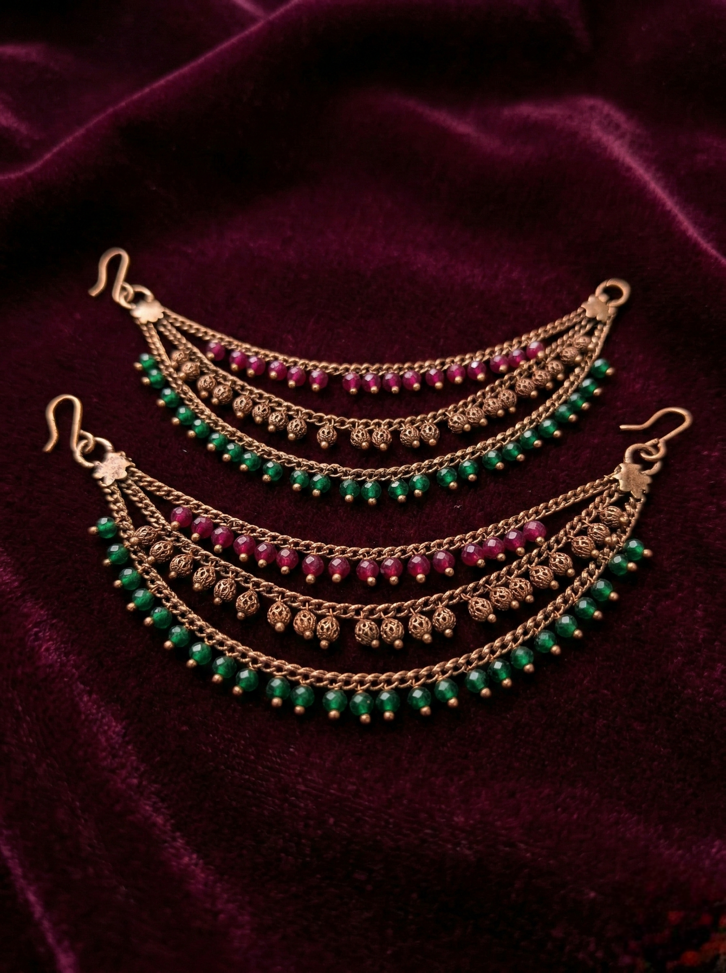 LZ-128 Traditional Multi-Layer Beaded Ear Chain