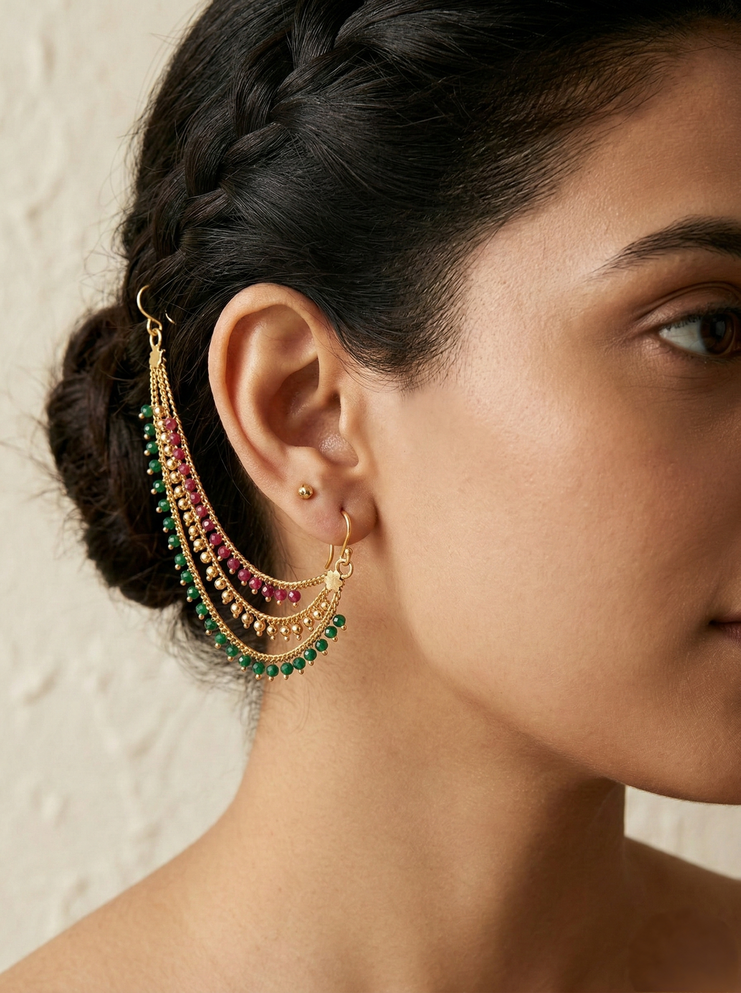LZ-128 Traditional Multi-Layer Beaded Ear Chain