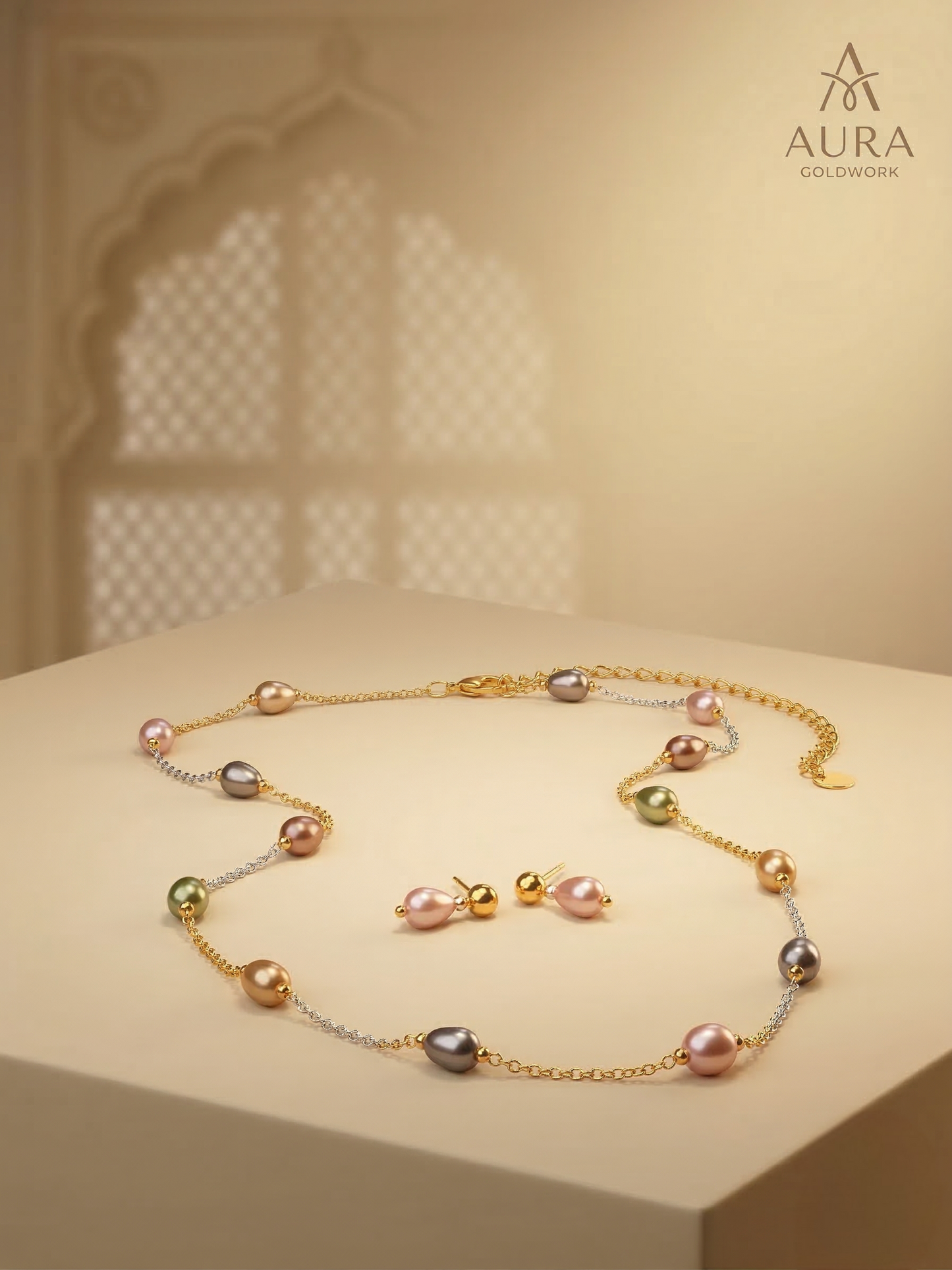LZ-136 Multicolor Pearl Beaded Long Necklace Set