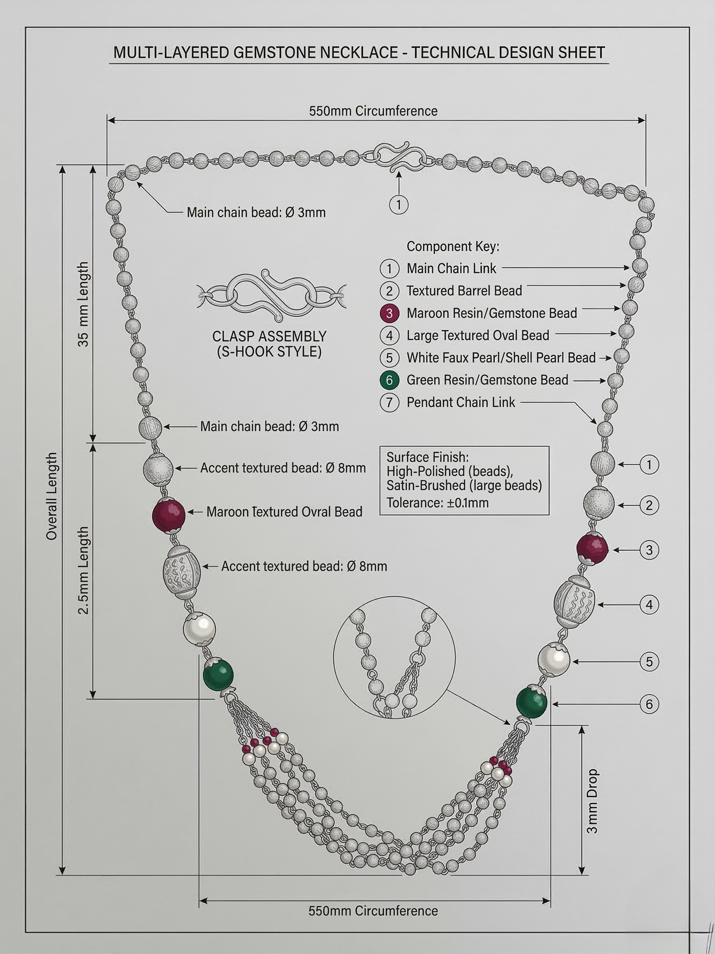 LZ-146 Traditional Multicolor Beaded Long Necklace