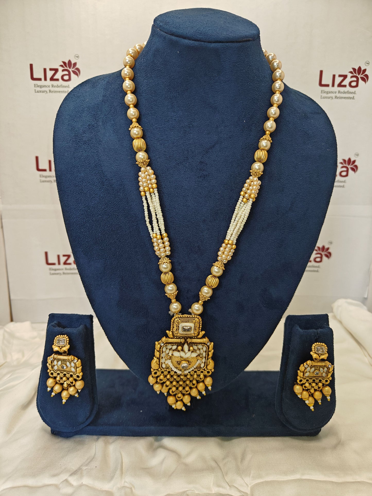 LZ-10 Antique Copper Necklace Set with Pearls