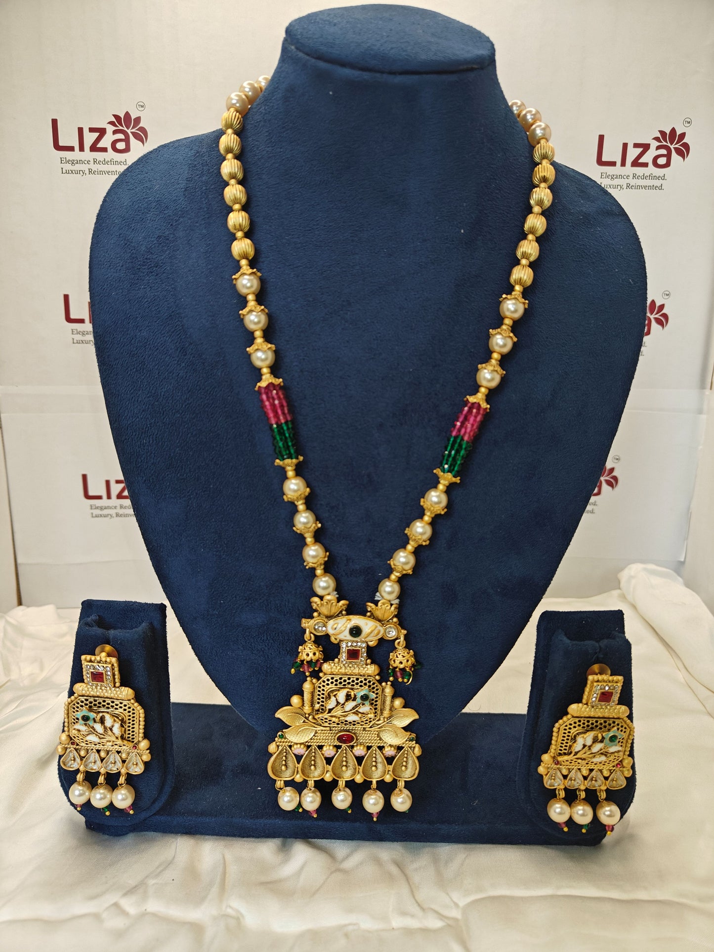 LZ-08 Temple Necklace Set with Matching Earrings