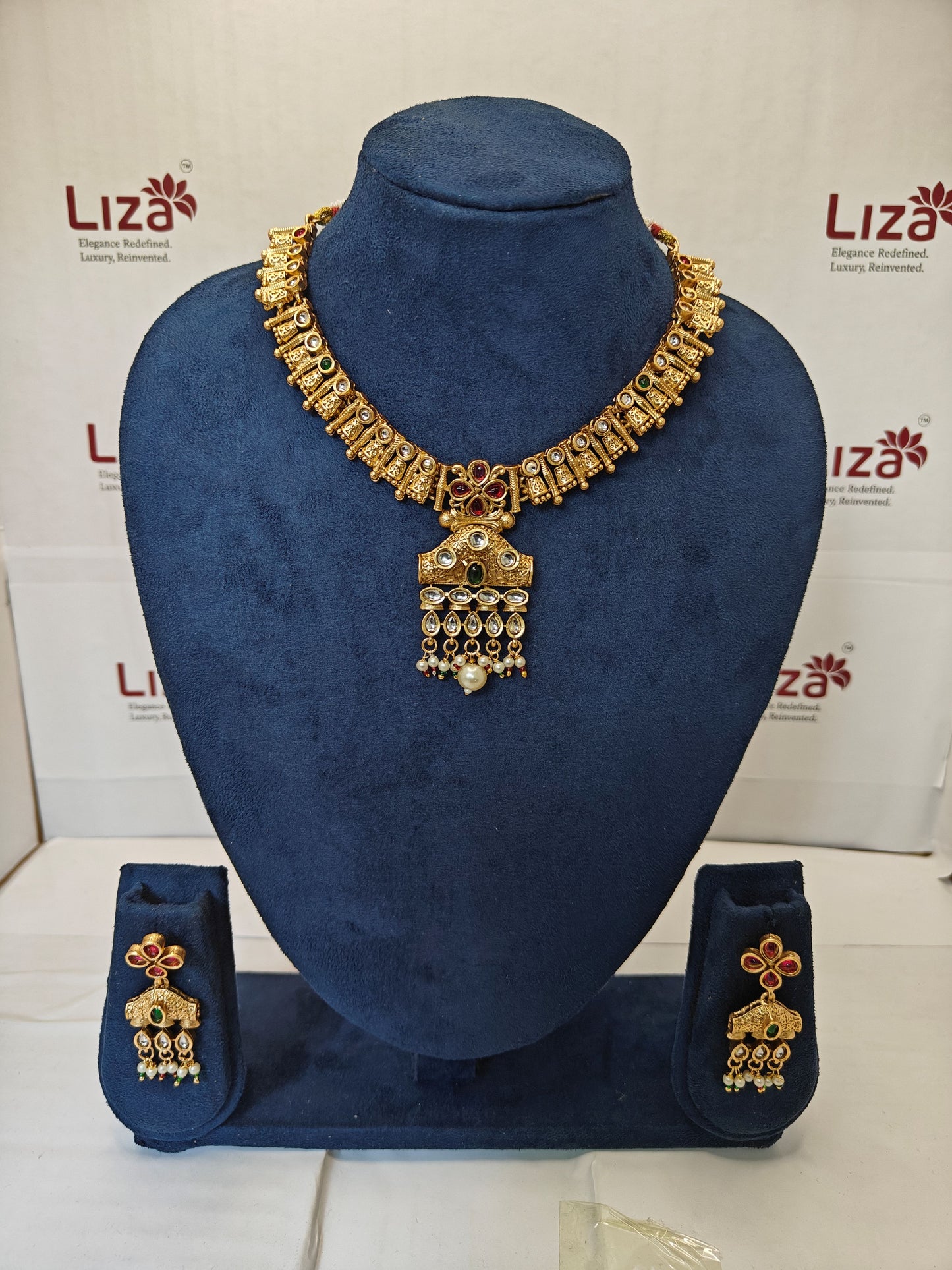 LZ-13 Traditional Kundan Necklace Set with Earrings
