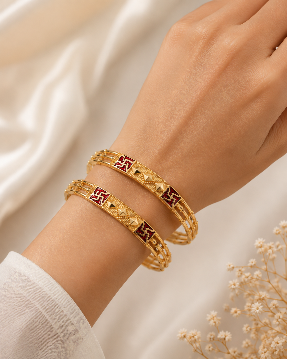 LZ-192 Shubh Swastik Heritage Bangles – Set of 2