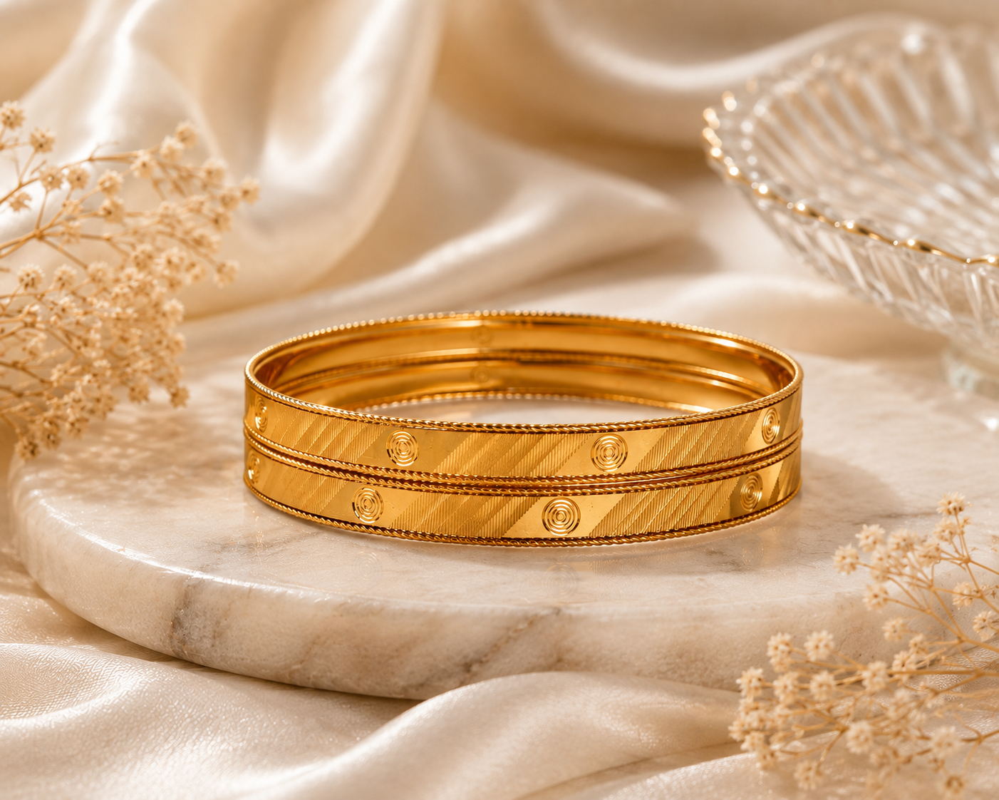 LZ-193 Aarika Textured Classic Bangles – Set of 2