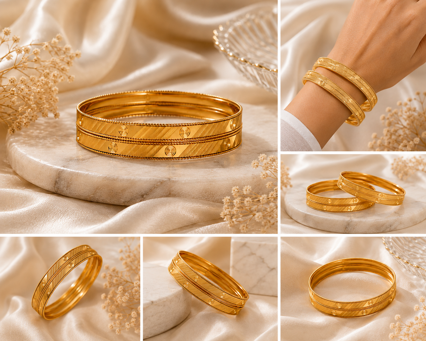 LZ-193 Aarika Textured Classic Bangles – Set of 2