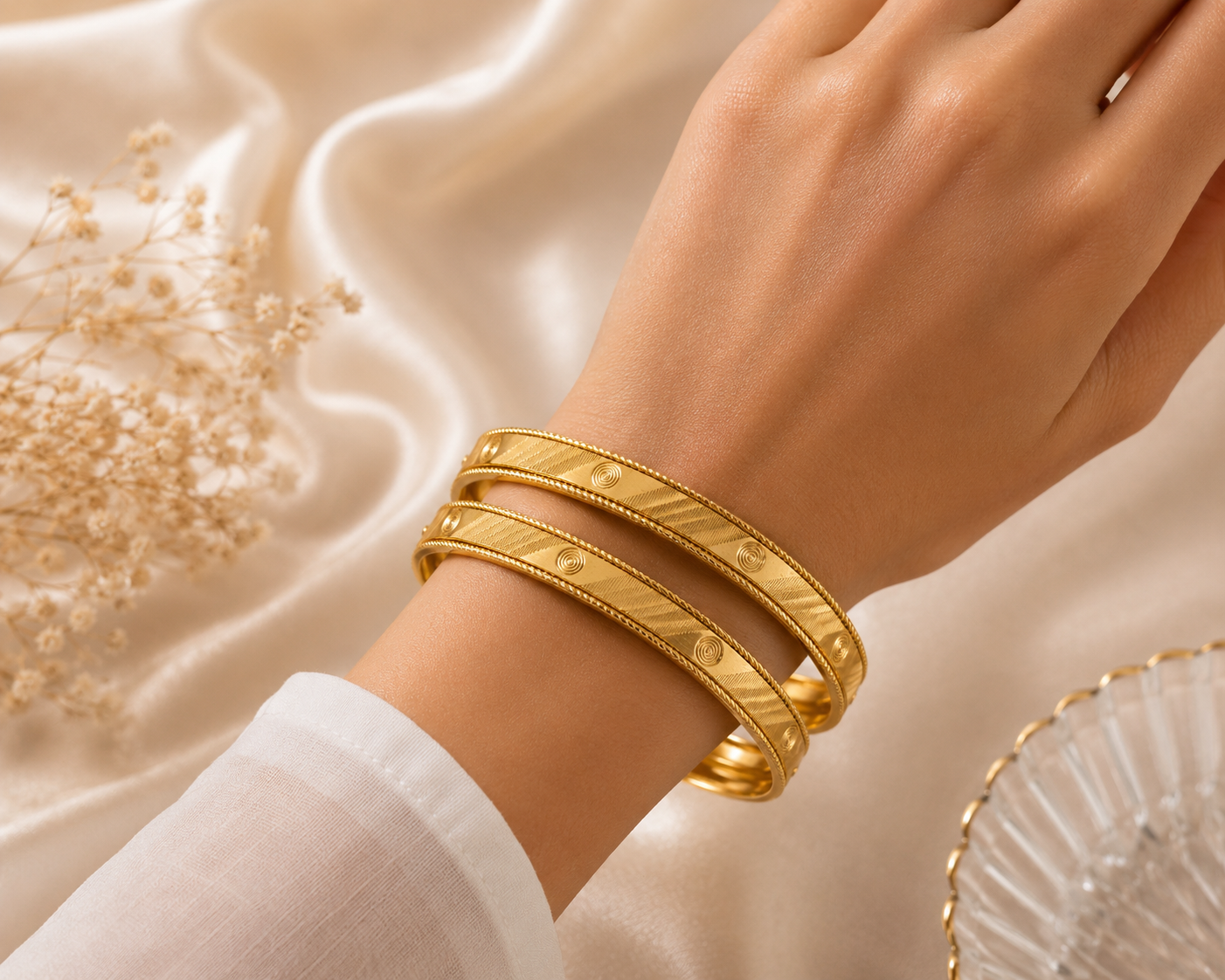 LZ-193 Aarika Textured Classic Bangles – Set of 2