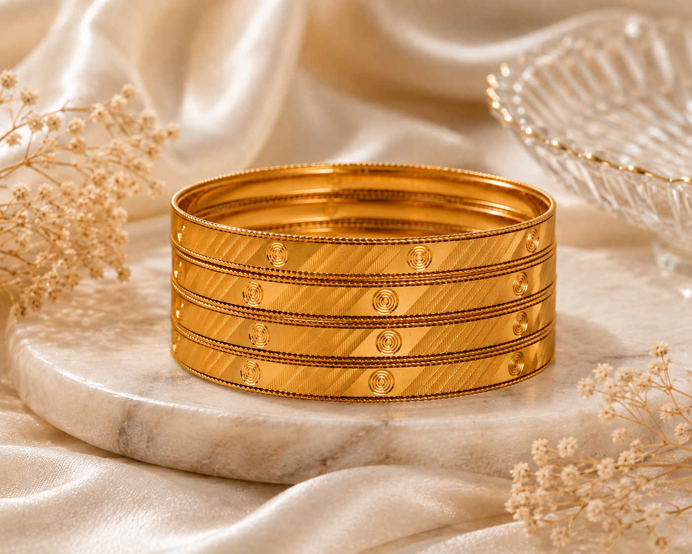 LZ-195 Aurelia Spiral Classic Bangles – Set of 4