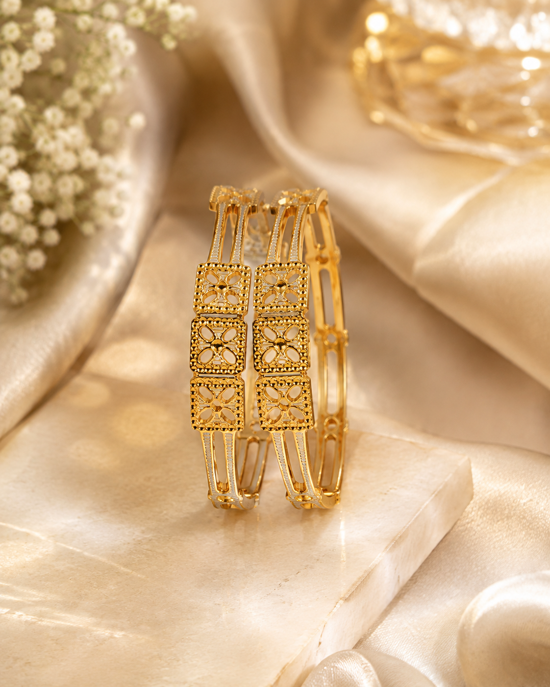 LZ-198 Zivara Floral Cutwork Bangles – Set of 2