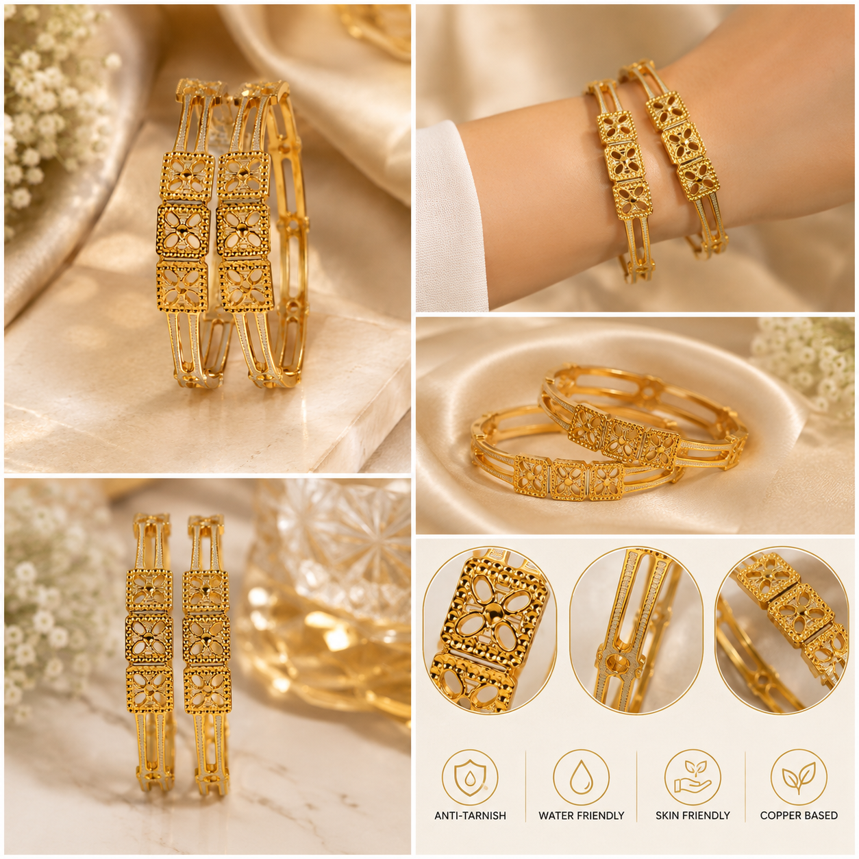 LZ-198 Zivara Floral Cutwork Bangles – Set of 2