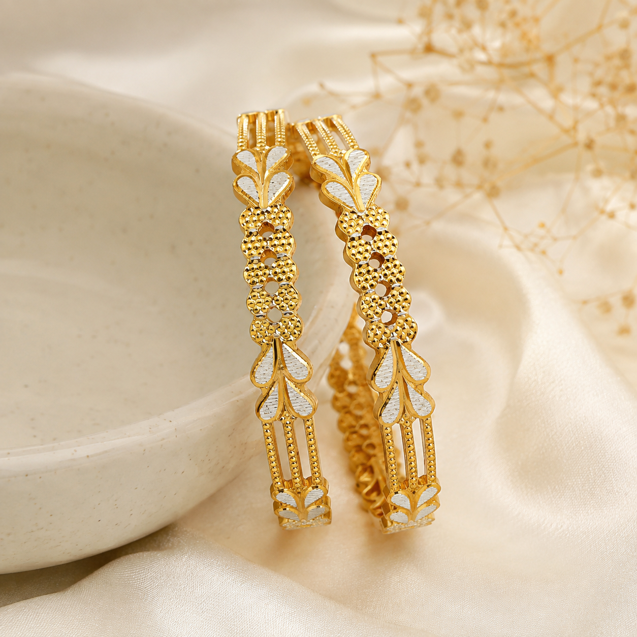 LZ-201 Avira Dual-Tone Floral Bangles