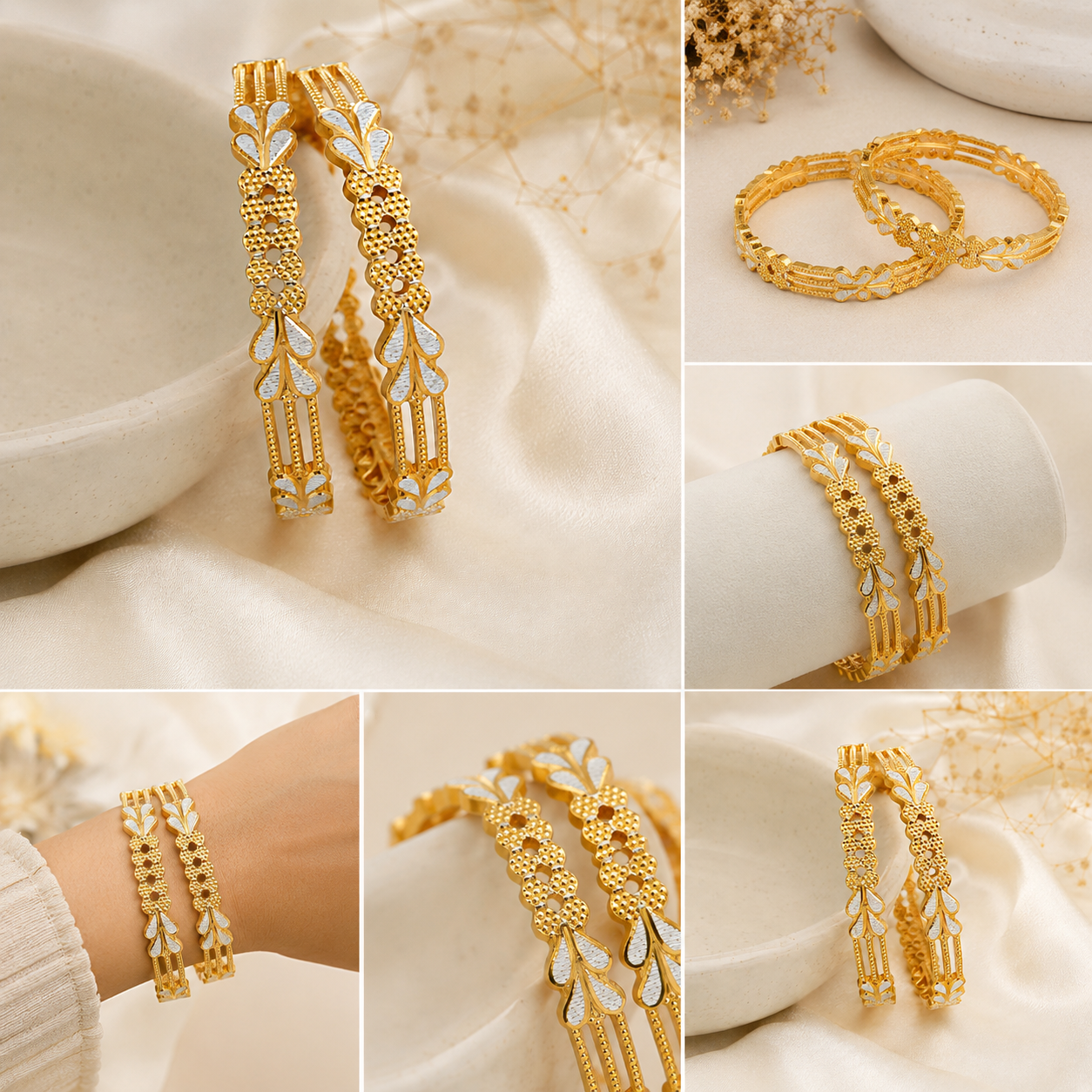 LZ-201 Avira Dual-Tone Floral Bangles