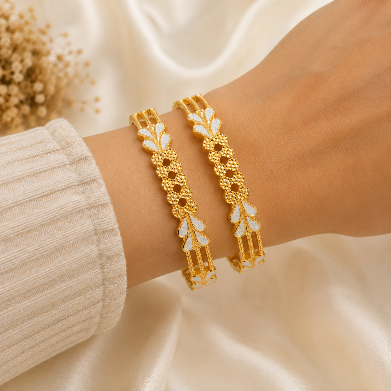 LZ-201 Avira Dual-Tone Floral Bangles
