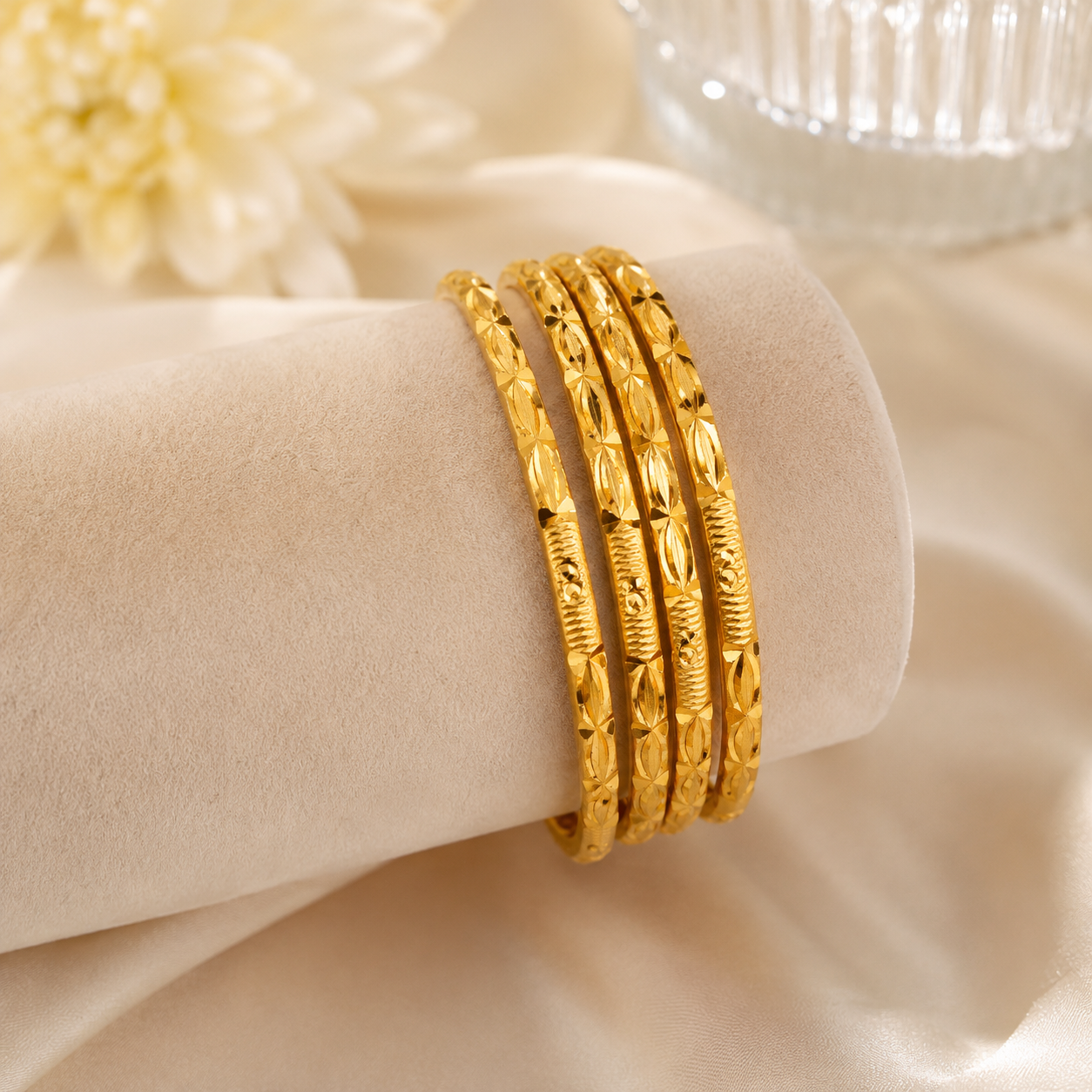 LZ-202 Zivara Classic Textured Bangle Set – 4 Pcs