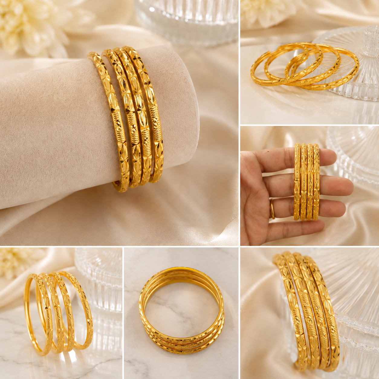 LZ-202 Zivara Classic Textured Bangle Set – 4 Pcs